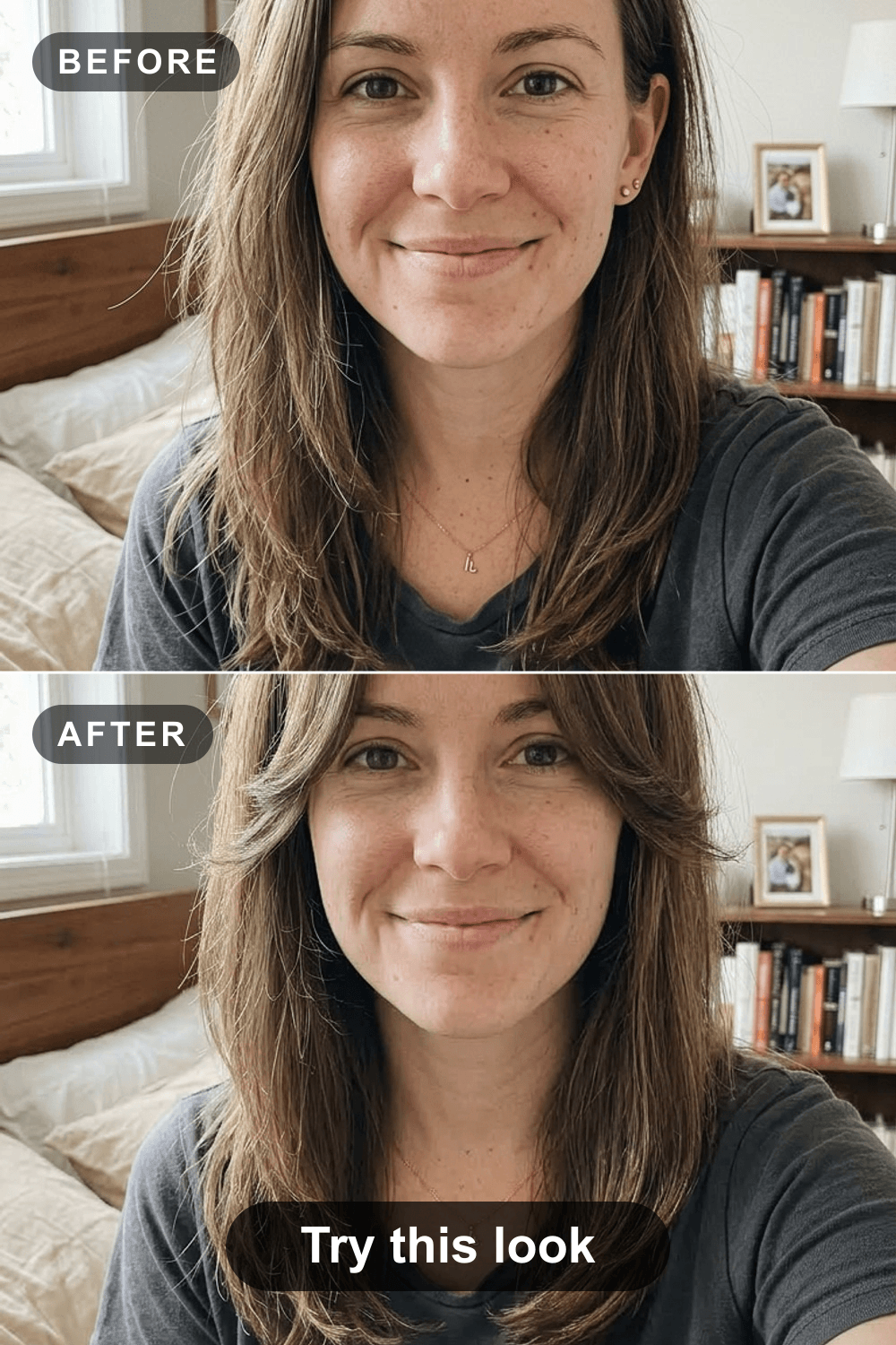 Before and after: See Curtain Bangs on Your Own Face