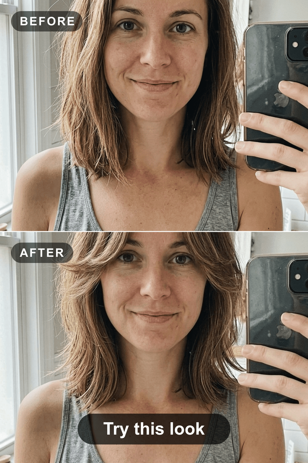 Curtain Bangs on a Round Face